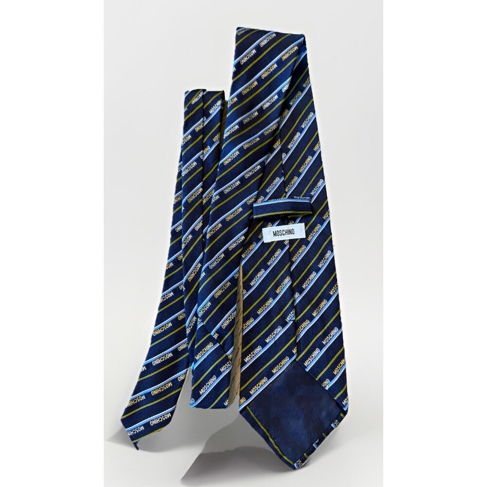 VINTAGE MOSCHINO SILK TIE Logo MOSCHINO ALL OVER MADE IN ITALY